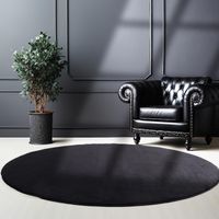 50% Rabatt * XXL Teppich Rund Super Soft 200 cm Schwarz