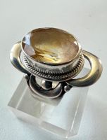Exklusiv XL Citrin Ring 925 Silber Vintage Designerkunst G57