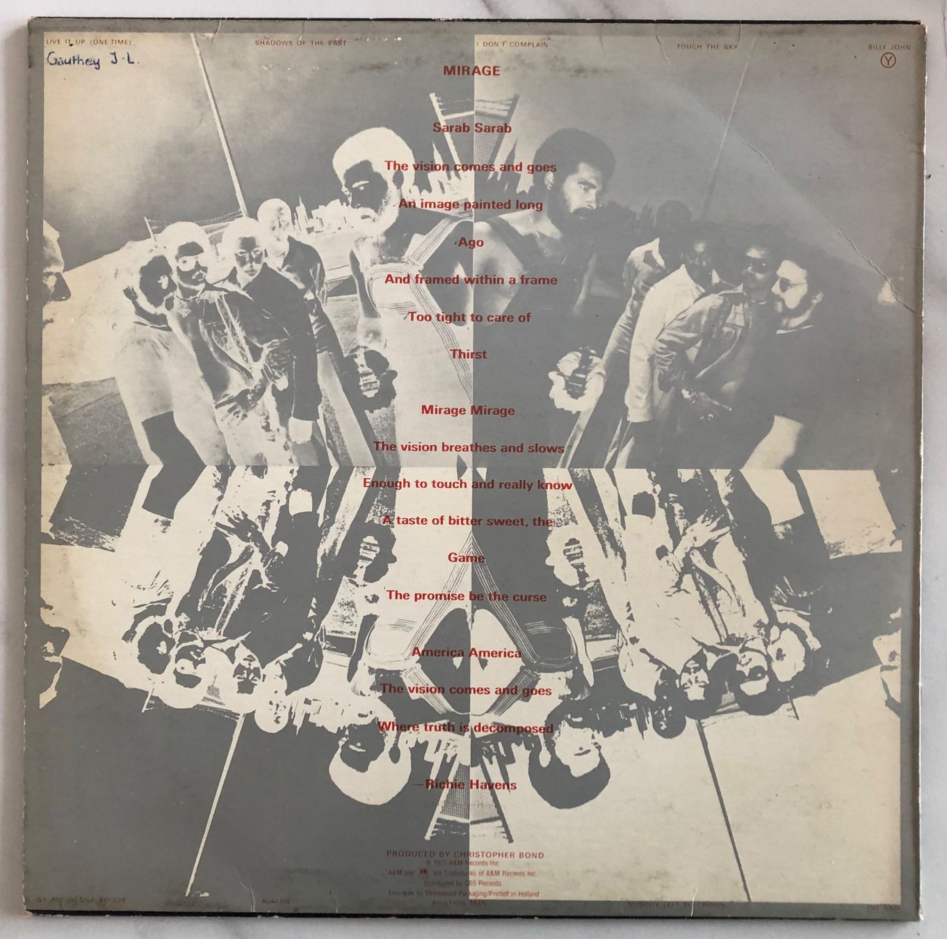 Schallplatten: RICHIE HAVENS - MIRAGE – Gebraucht aus Poliez-Pittet von Newtown-Records 1