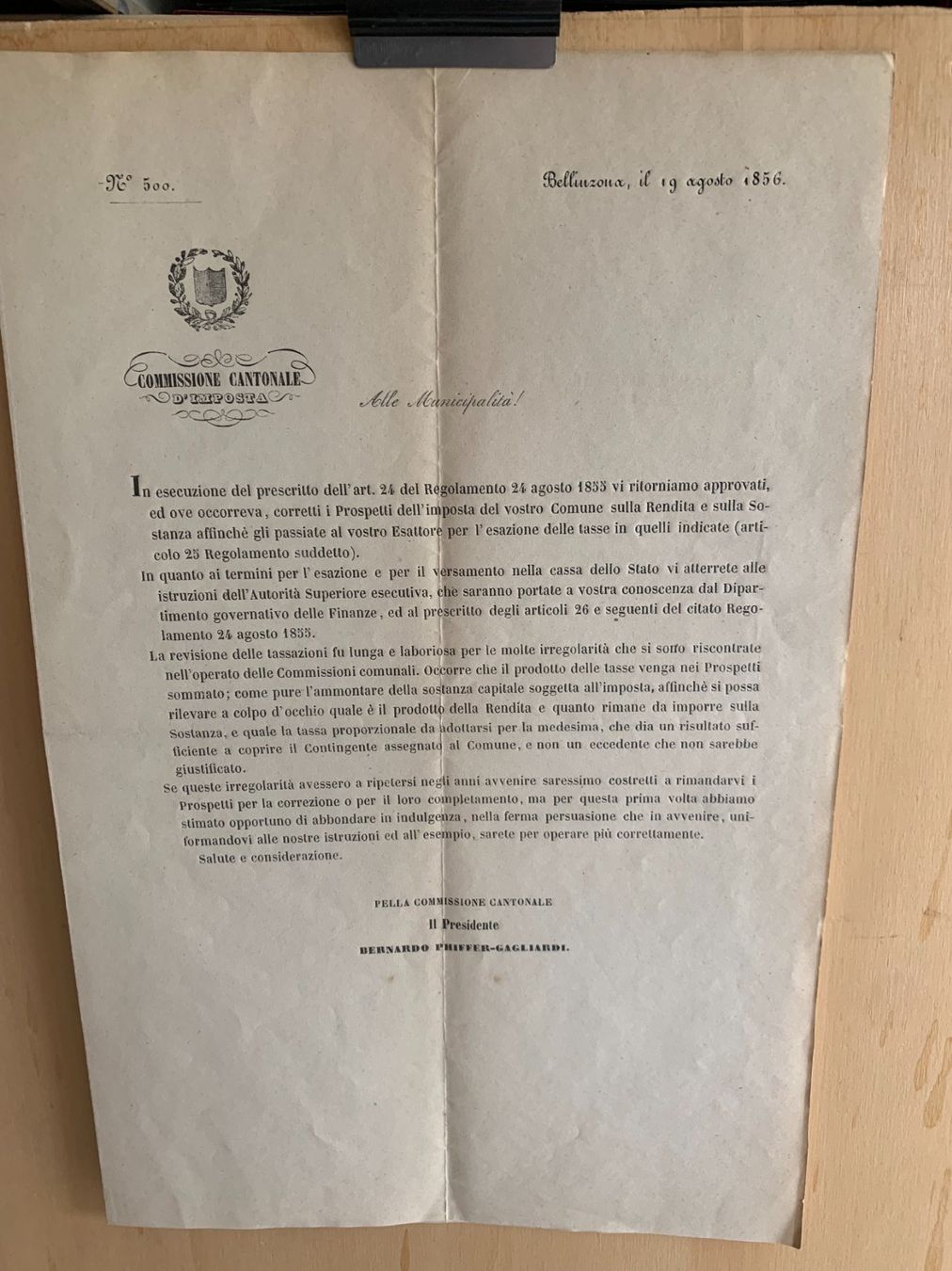 Documenti: Ticino - Bellinzona - 1856 – Usato da Sorengo venduto da 74in