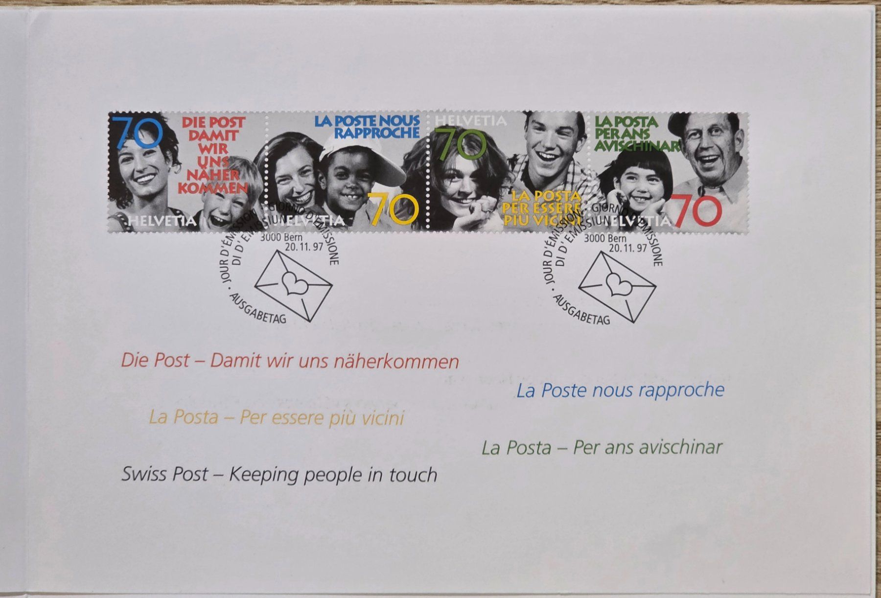 Tous les timbres: Luxus-Bogen "La Posta n.Rapproche" mit Ersttagsstempel 1997 – D'occasion à Rohrbach par lod_m58r 1