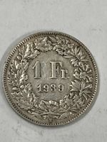 SVIZZERA 1 FR MONETA IN ARGENTO 1939 usata - circolata