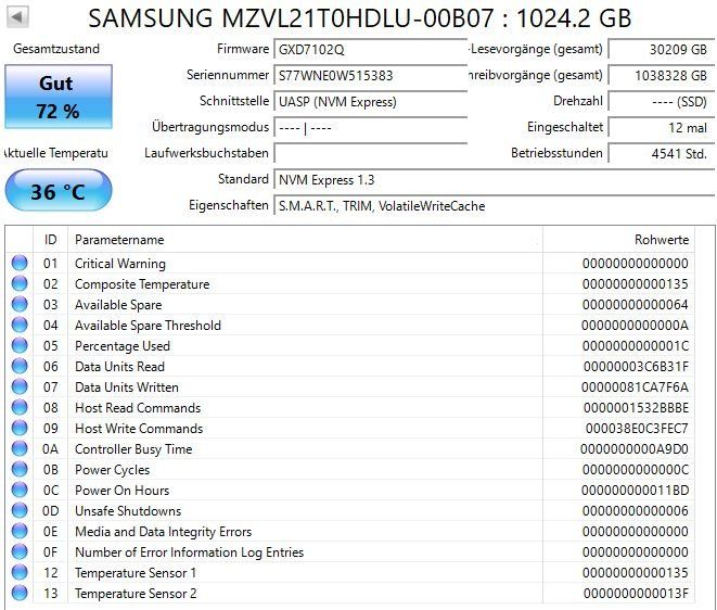 Samsung Dischi rigidi: SSD NVMe Samsung PM9A1a 1TB – Usato da Berikon venduto da texmurphy901