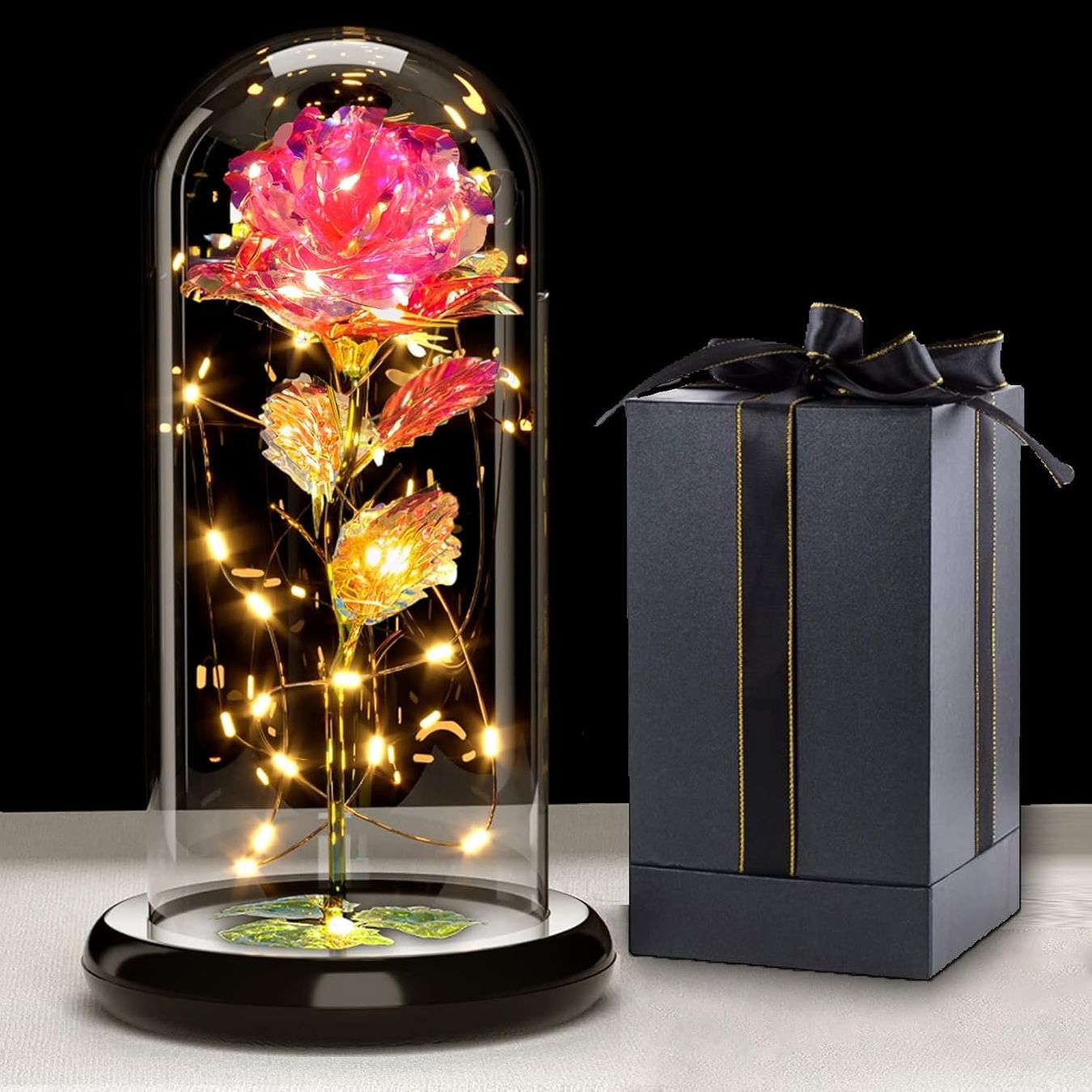Ghirlande e barre luminose: Infinity Rose in Glaskuppel, LED-Lichterkette – Nuovo e nell'imballaggio originale da Nuglar venduto da SaleRitter