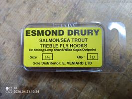 Für Fliegenbinder Treble Fly Hooks #14 Dreiangel !