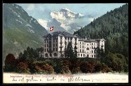 AK Interlaken, Regina Hotel Jungfraublick, die Jungfrau
