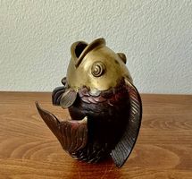 Bronze Fisch Skulptur Mixed-Metal Kunstwerk - TOP
