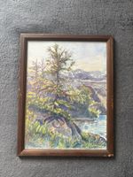 Aquarelle paysage montagne O.Schnezler 1947