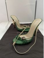 Gucci Sandalen gruen Leder Tierkopf Groesse 38.5 38 1/2