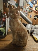 Deko-Katze aus Ton, handbemalt, Vintage-Stil, Herbstdeko (D)