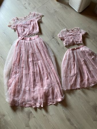 Robe jupe et crop top matching mere fille taille 36 et 104