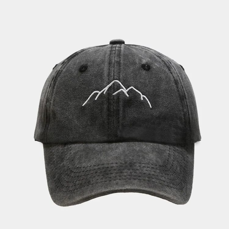 Baseballcap vintage schwarz dezente Berge-Stickerei Cap NEU (Neu und ...