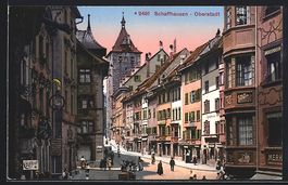 Schaffhausen, Strassenpartie mit Gesch