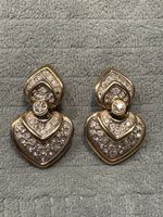 Goldene Herz Ohrringe Strass Vintage Ohrclip gold
