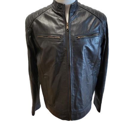 Biker Lederjacke schwarz, Gr 50