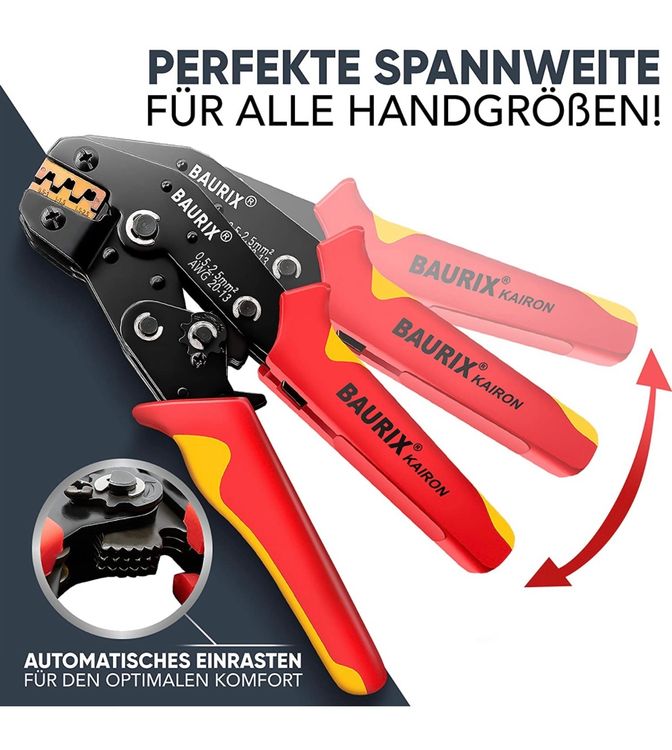 Crimpzange inkl. 300 Stück Flachsteckhülsen Set (Neu und