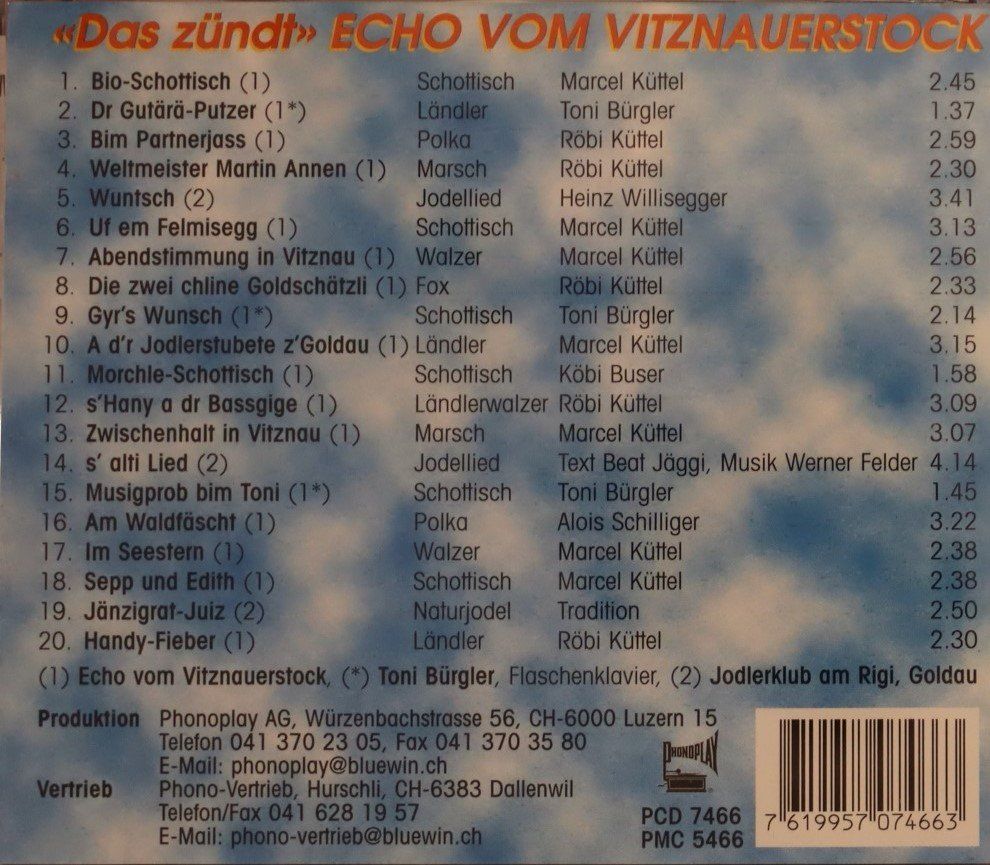 CD: Echo Vom Vitznauerstock – Das Zündt – Usato da Luzern venduto da CONTENTI 2