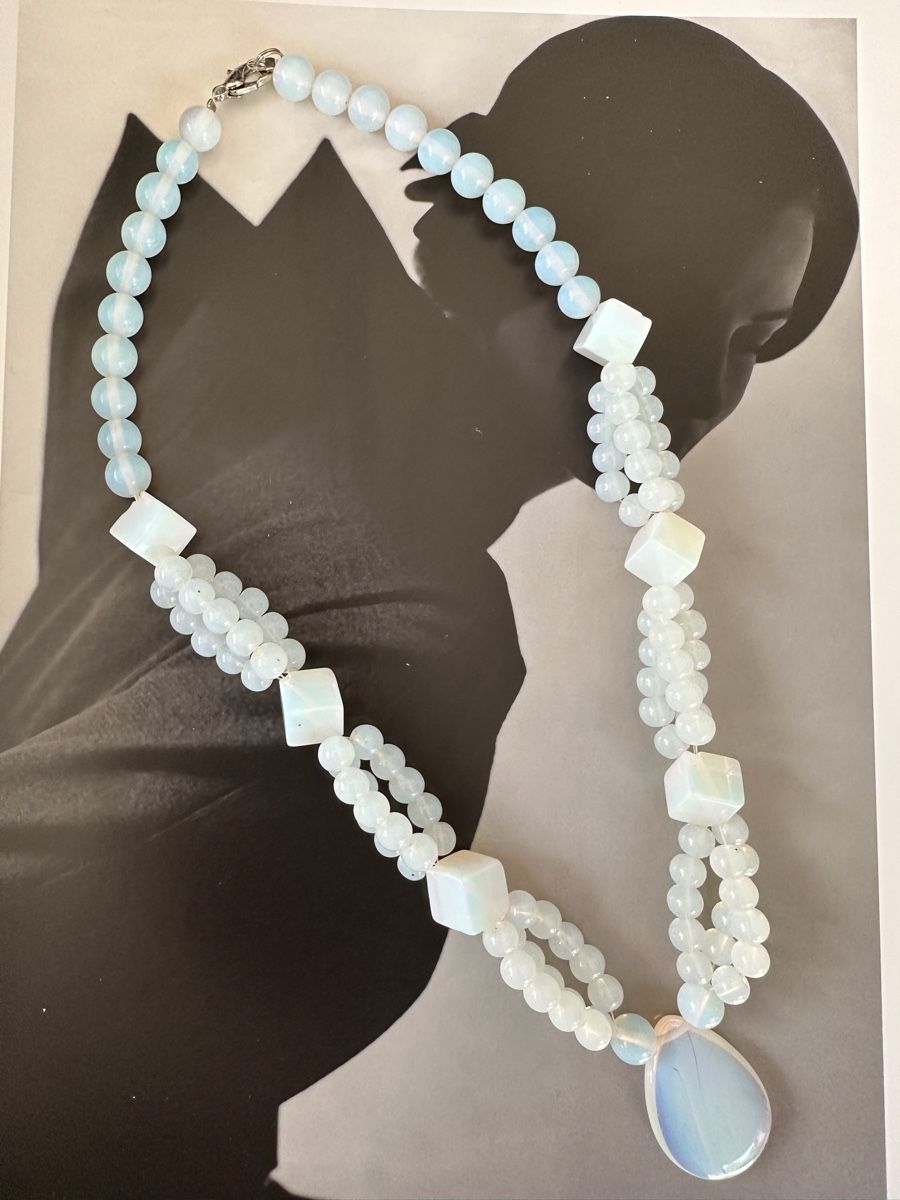 Catenine: Vintage trendige Opalith Glas Halskette Collier – Usato da Zollikon venduto da pan_8jtm