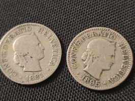 2 x 10 Rappen Suisse 1881 1895