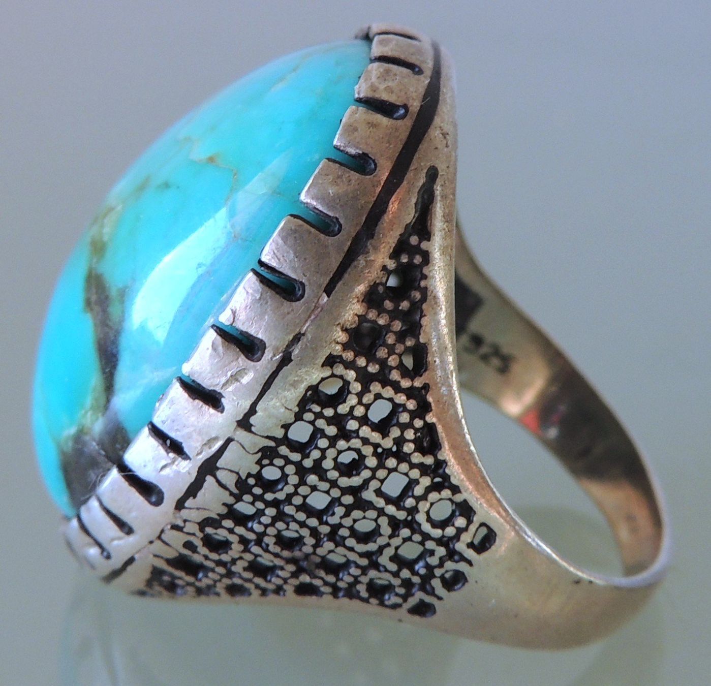 Ringe: Silber 925 Türkis Fingerring Gr. 68 – Gebraucht aus Waldenburg von schaller707 7