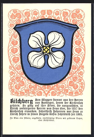 Cartoline postali: Kilchberg /ZH, Wappen der Gemeinde mit v – Usato da Berlin venduto da bartko-reher