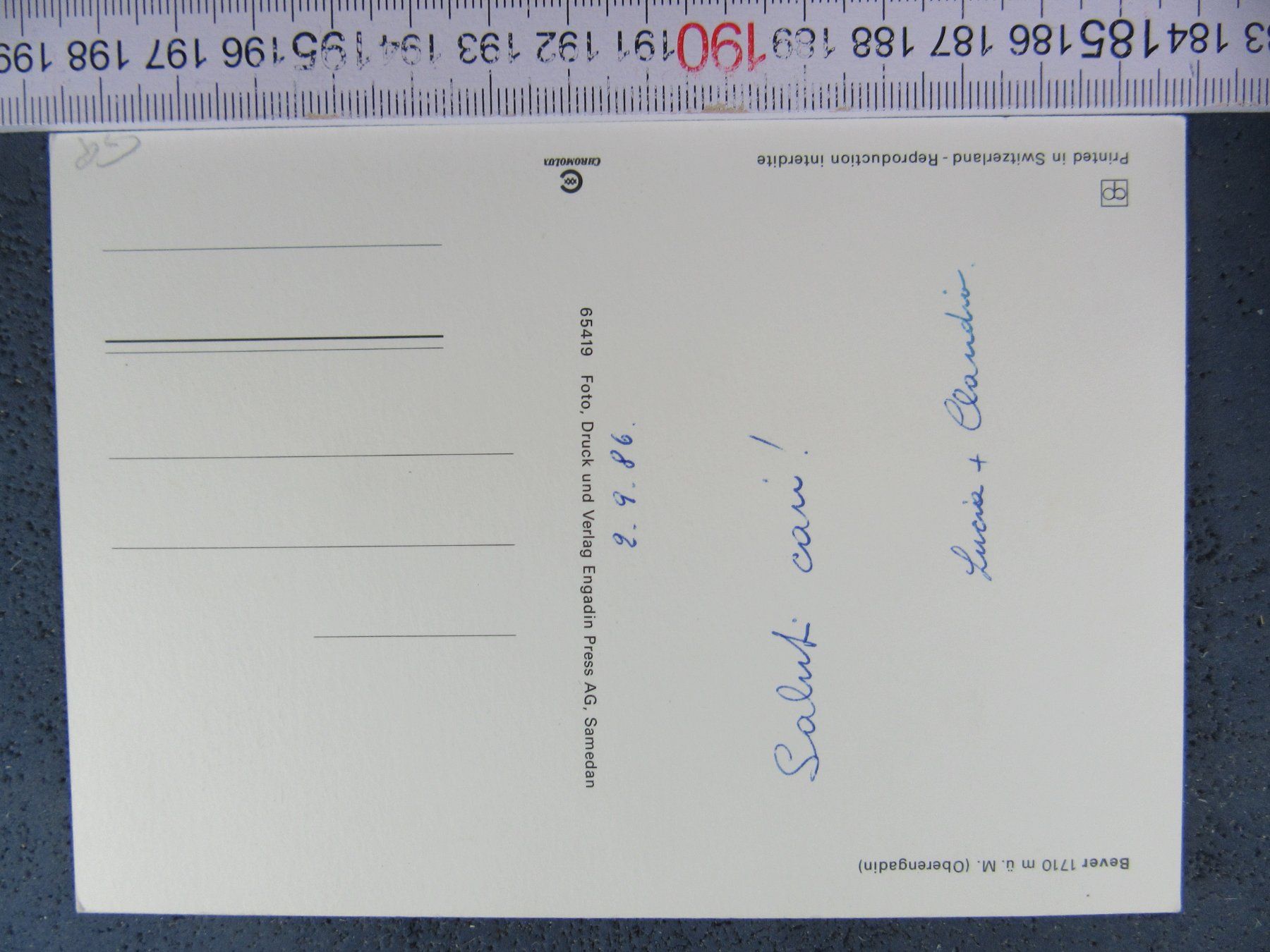Cartoline postali: BEVER GR AK 1986 – Usato da Ettingen venduto da Hausi4711 2