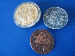 Plaketten Satz 1991 Gold-Silber-Kupfer