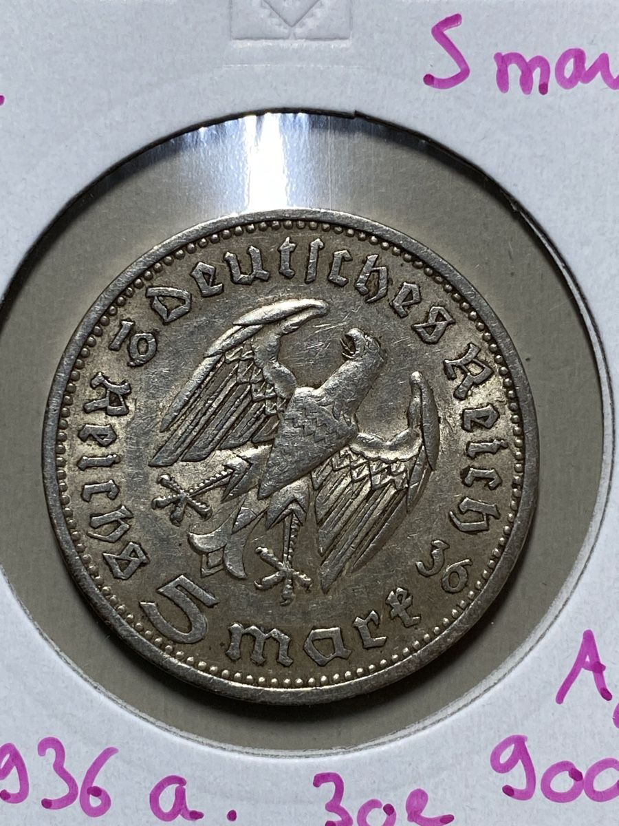 Tutti le monete: Allemagne - 5 Mark - 1936 A - AG – Usato da Payerne venduto da Mike1682 1