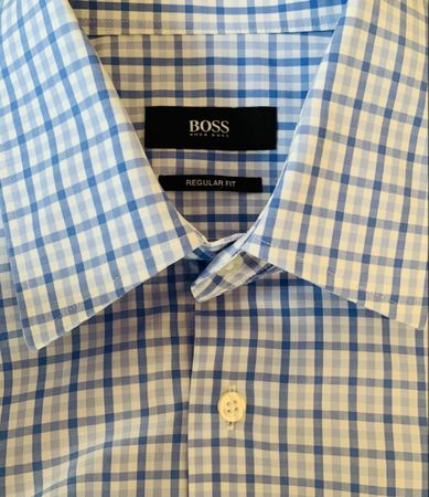 Hugo Boss Hemd, hellblau kariert, Regular Fit, Top Zustand!