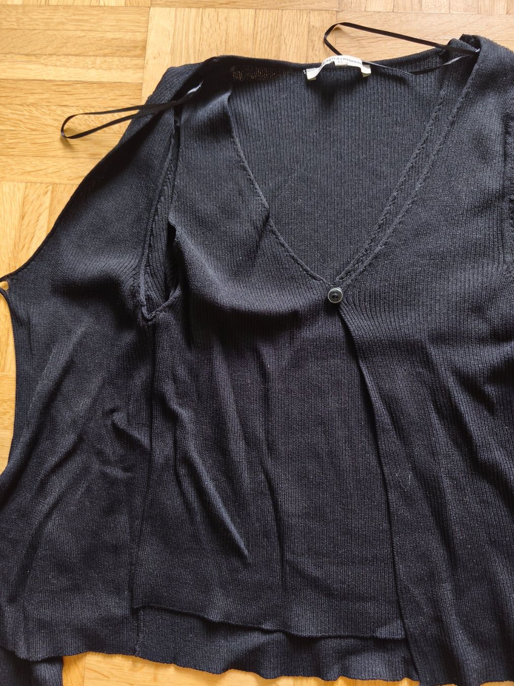 Tom Tailor Top: Oberteil, Schwarz, Strickjacke-Top 2 in 1 – Usato da Bern venduto da Tschu_Tschu 2