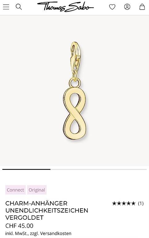 Thomas Sabo Anhänger: Thomas Sabo Charm Infinity Silber vergoldet – Gebraucht aus Hindelbank von LeoSal