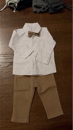 Baby Set Hemd mit Fliege und Hose braun wie neu