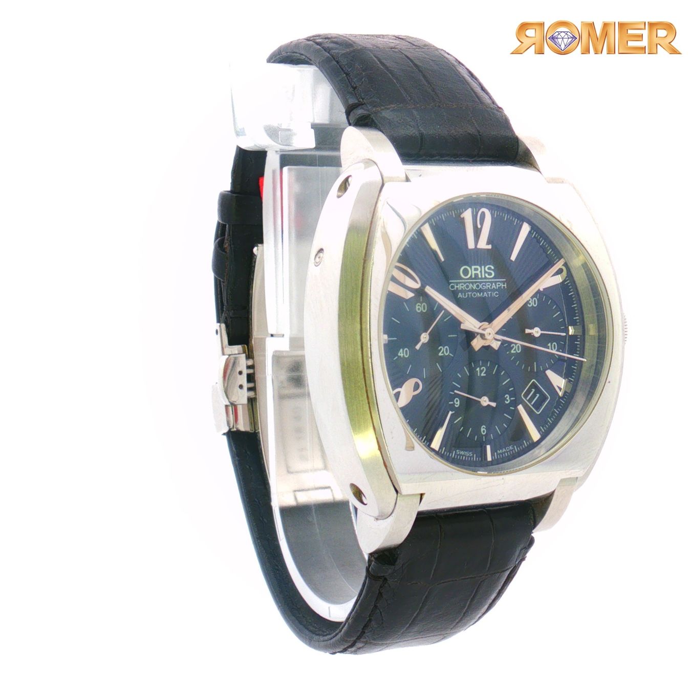 Oris Orologi: ORIS CHRONOGRAPH FRANK SINATRA BLACK LEDERBAND – Usato da Winterthur venduto da Romer.Uhren.Schmuck 2