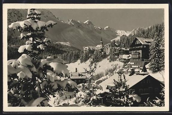 Cartoline postali: AK Arosa, Ortspartie im Schnee – Usato da Berlin venduto da bartko-reher