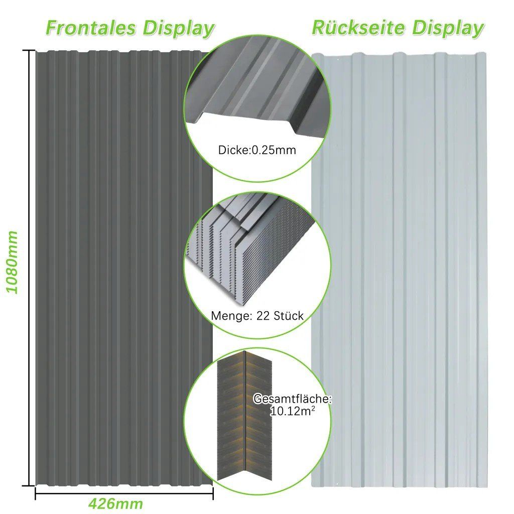 Profile: 22x Trapezblech 108cm x 42.6cm Grau – Neu und originalverpackt aus Bottighofen von zaap 2
