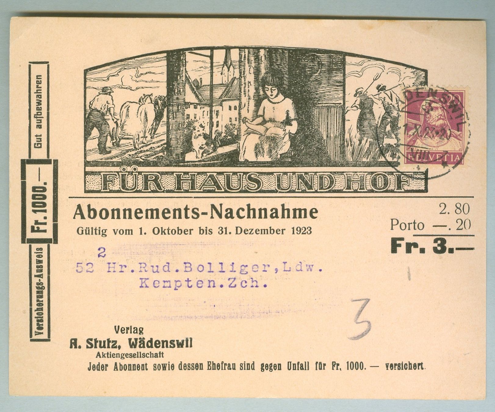 Alle Briefmarken: 1923 Schweiz Bedarfspost – Gebraucht aus Zürich von yago-rot