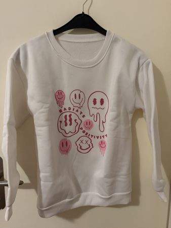2 Sweatshirt rose imprimé rose et blanc taille S