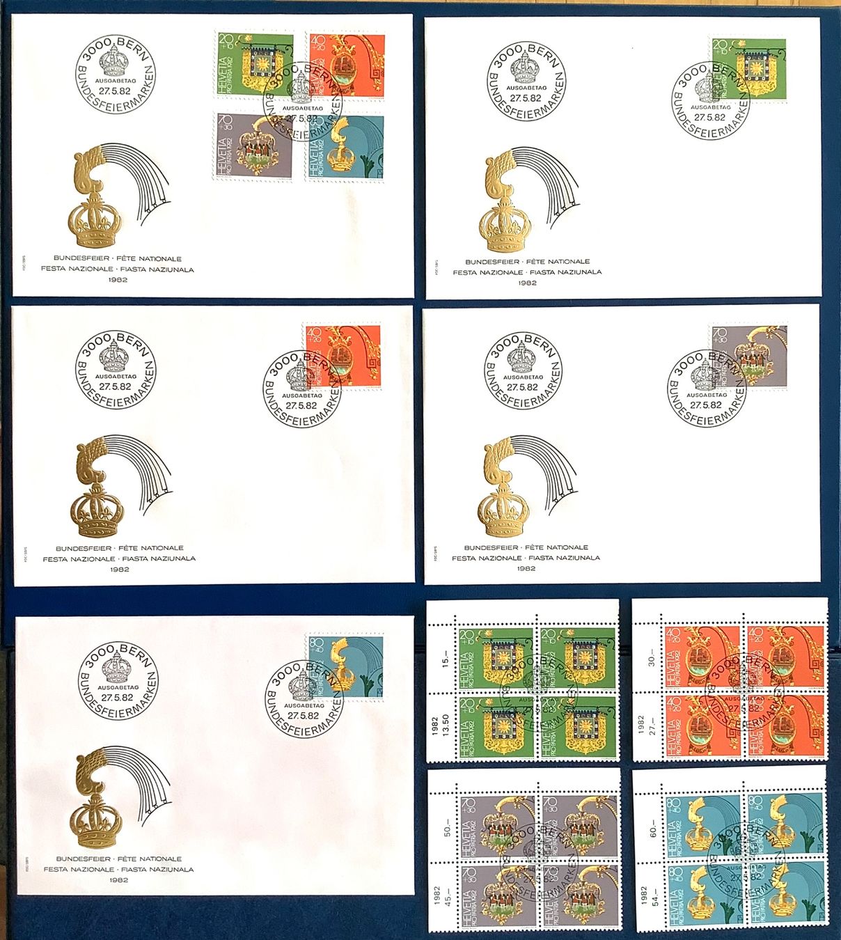 Tutti i francobolli: 1982 -  Pro Patria / FDC + FDC Einzel + Viererblock Satz ET – Nuovo (secondo la descrizione) da Liestal venduto da Skunk02