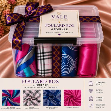 🎁 Foulard Box – 4 foulard 50×50 cm – Idea regalo