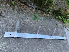 Vintage Wandgarderobe Metall Alu 4 Haken 80 cm