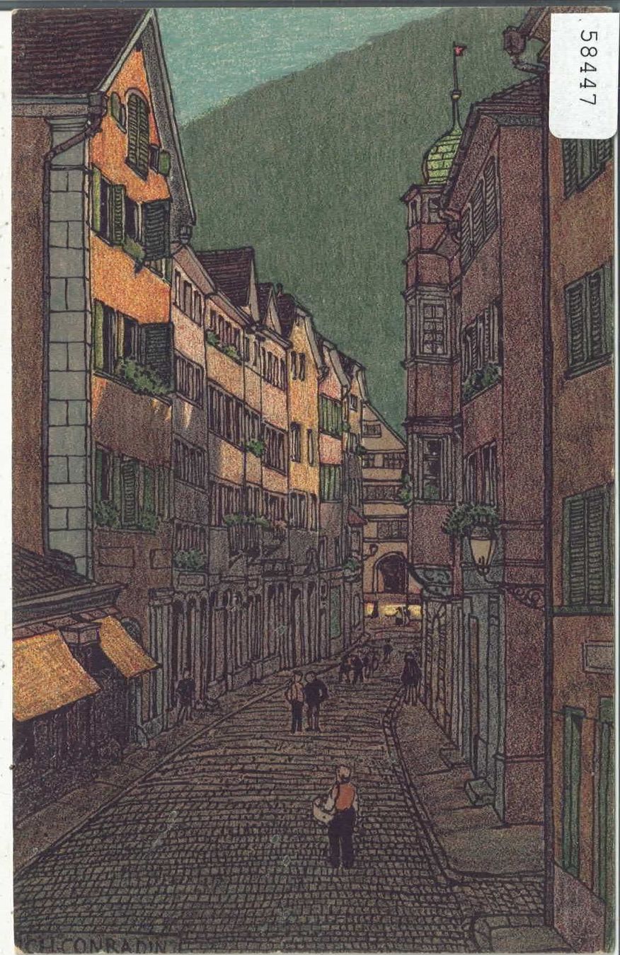 Ansichtskarten: Chur - Reichsgasse - Litho – Gebraucht aus Ettingen von Kartenplanet