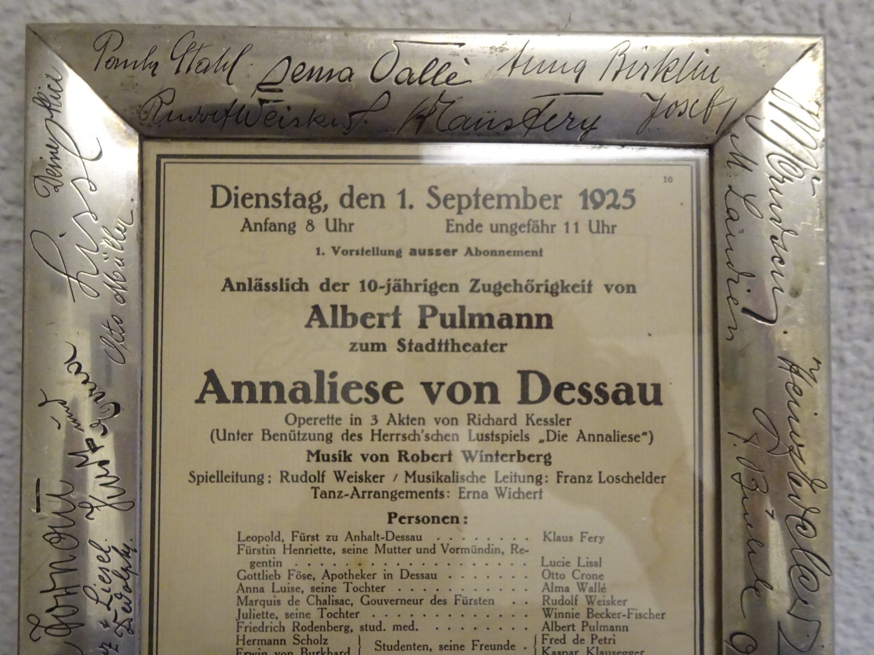 Autografi: Theater Pokal / Albert Pullman (1893-1965) Autogramm – Usato da Oetwil am See venduto da Golfsud 1