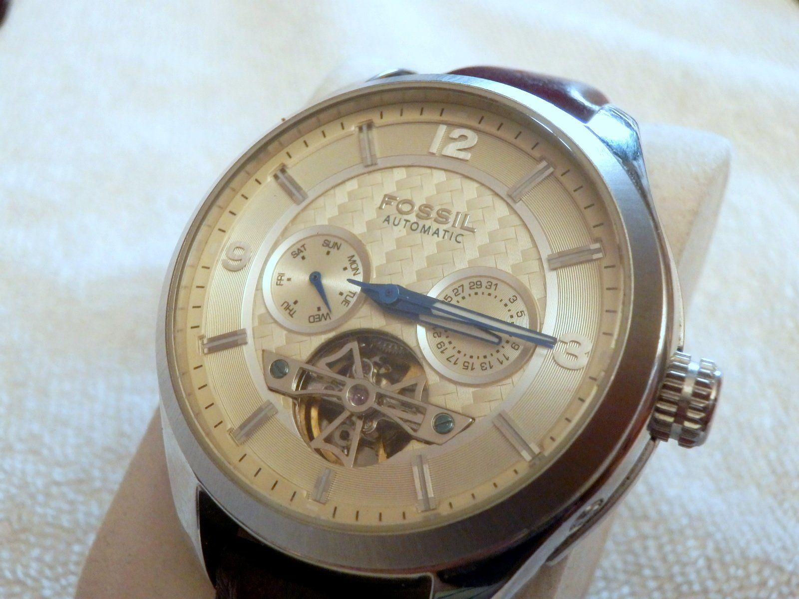 Fossil Uhren: Fossil, Automatic, Day Date, Glasboden mit Sicht auf Uhrwerk – Gebraucht aus Ueberstorf von dinbau 2