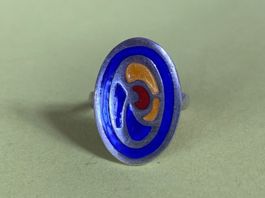 Silber -Emaillierter Ring gr. 57