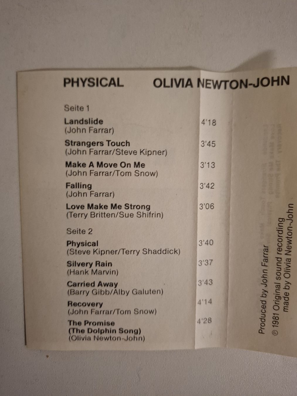 Kompaktkassetten: OLIVIA NEWTON-JOHN, PHYSICAL – Gebraucht aus Schänis von Heli670 1
