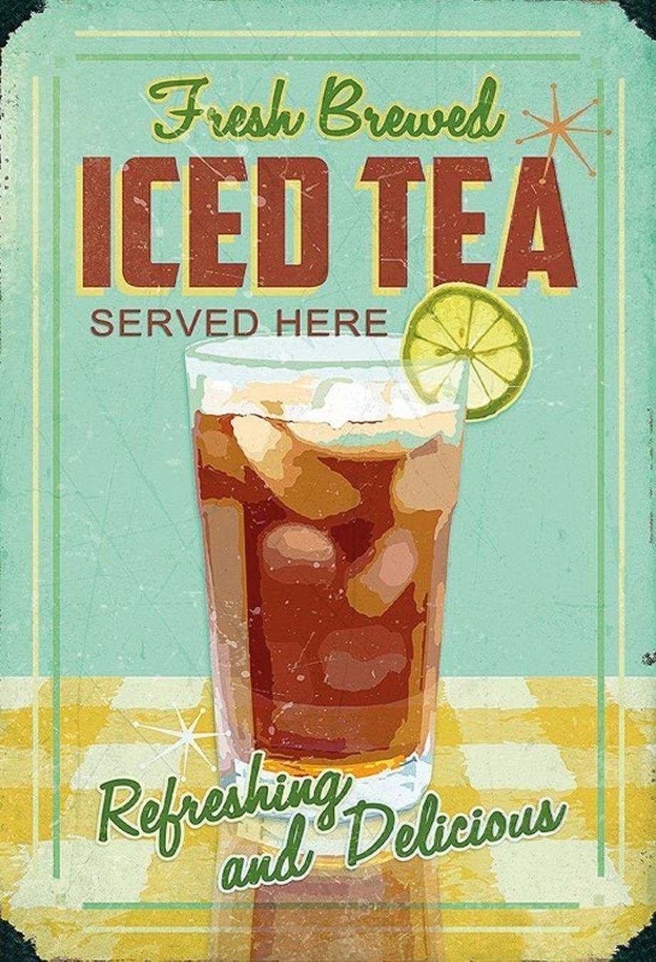 Insegne: Blechschild-FRESH BREWED ICED TEA SERVED – Nuovo e nell'imballaggio originale da Rupperswil venduto da big-one-sale