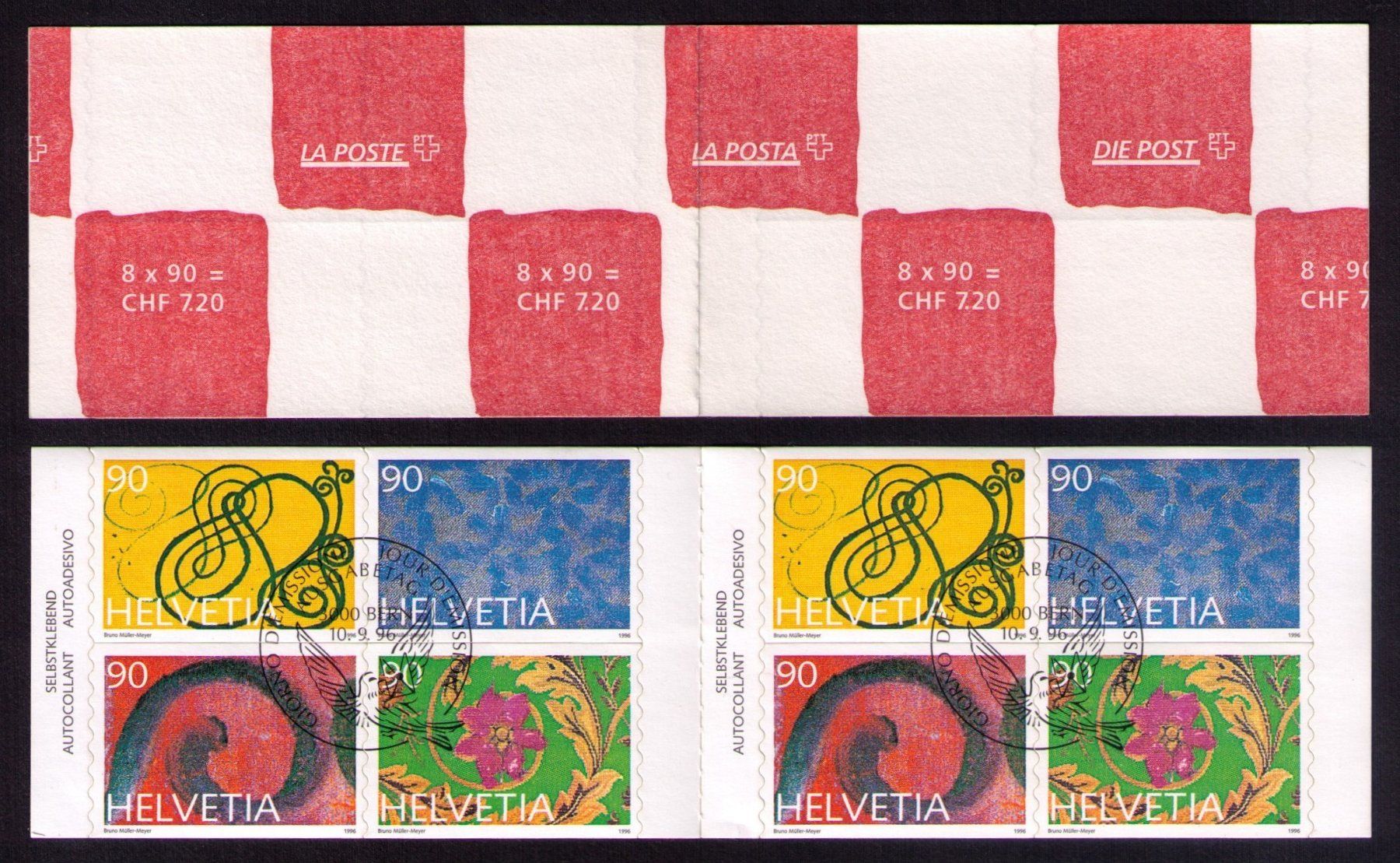 Alle Briefmarken: 1996_897-900_MARKENHEFT 0-98_10.9.96 Bern Brieftaube_ET+DECK – Gebraucht aus Marthalen von Ch_quality 1