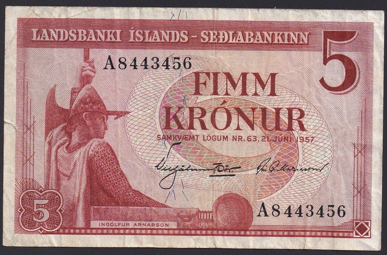 Banconote: Island 5 Kronur 1967 – Usato da Brugg AG venduto da banknoten_muesli