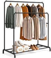 Kleiderständer Doppelt mit Schuhregal 110x150x54 cm Schwarz