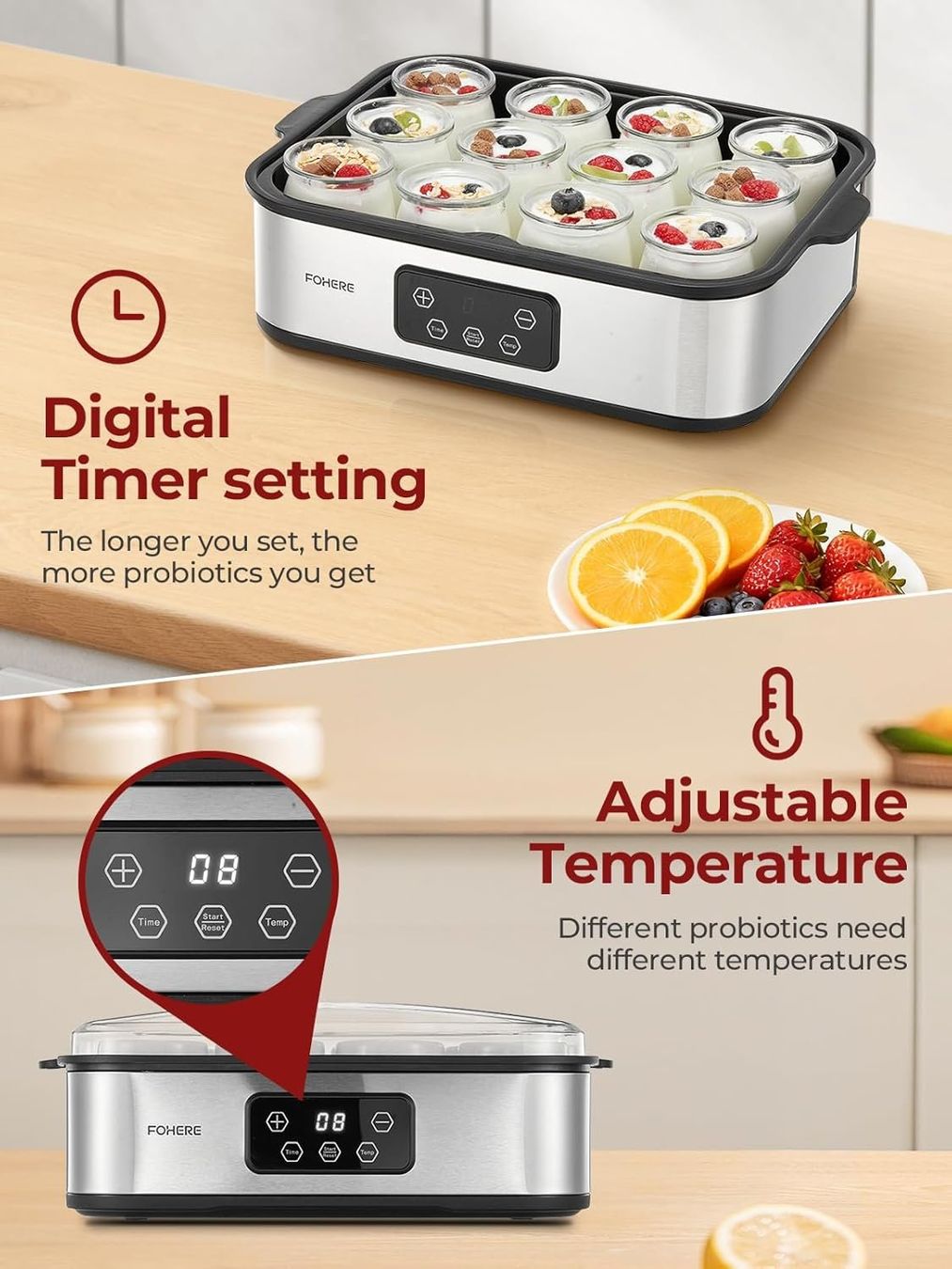 Elettrodomestici da cucina: Joghurtbereiter mit 8 Gläsern und Timerfunktion – Nuovo e nell'imballaggio originale da Herisau venduto da Senn24 3